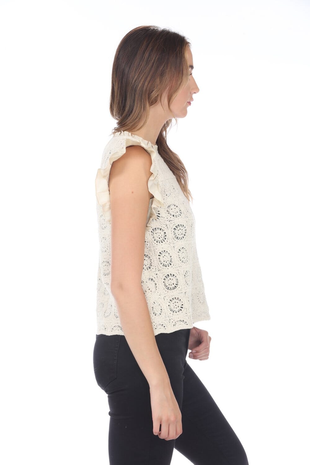 Talia Knit Floral Blouse - Beige Womens Shirt Rain and Rose 