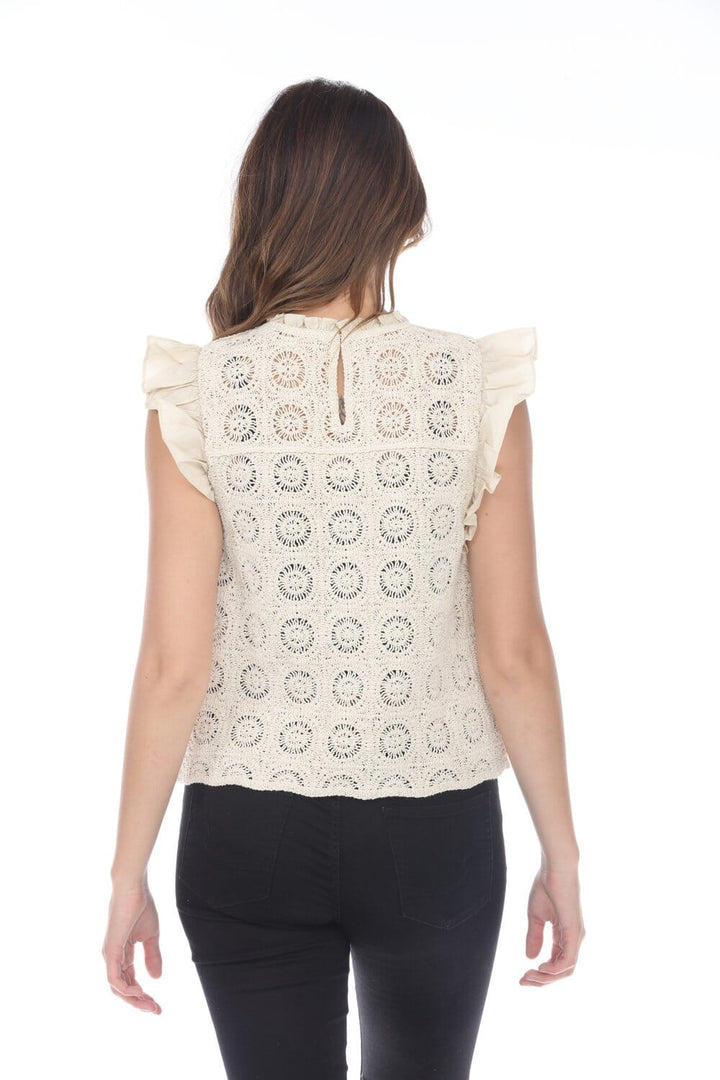 Talia Knit Floral Blouse - Beige Womens Shirt Rain and Rose 