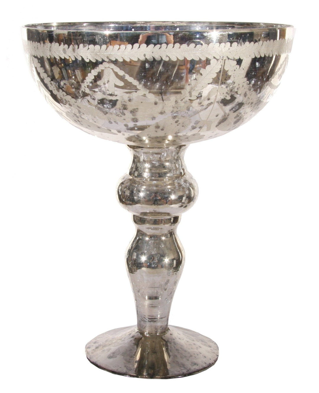 Tall Glass Bowl Engraved Silver Vase Shishi 