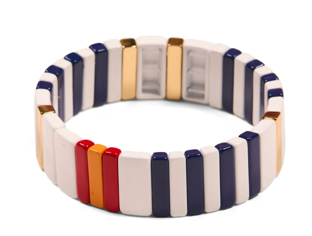 Tall Tile Bracelet - Red, White & Blue Costume Jewelry Malibu Sugar 