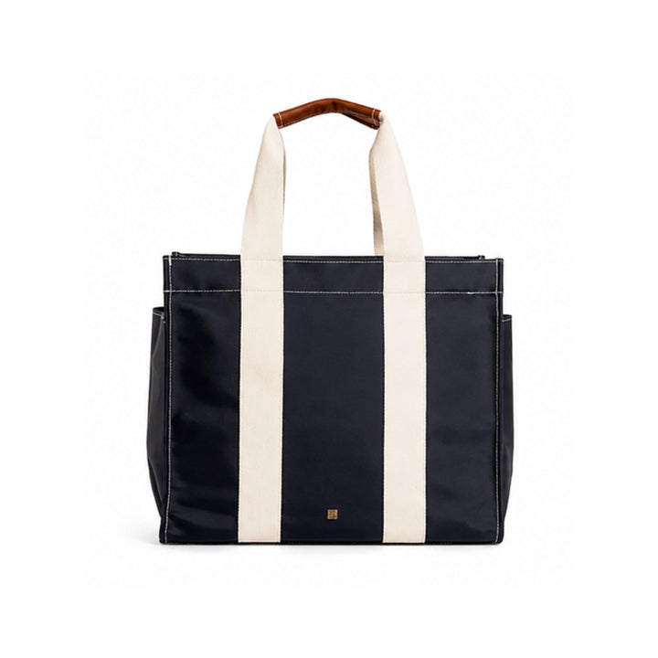 Tall Tote Coated Canvas Tote TRVL Design Navy 