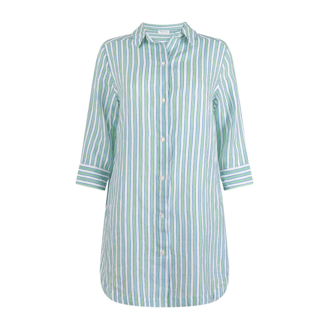Tamarin Stripe Long Sleeve Button Down Dress Womens Cover Up Minnow 