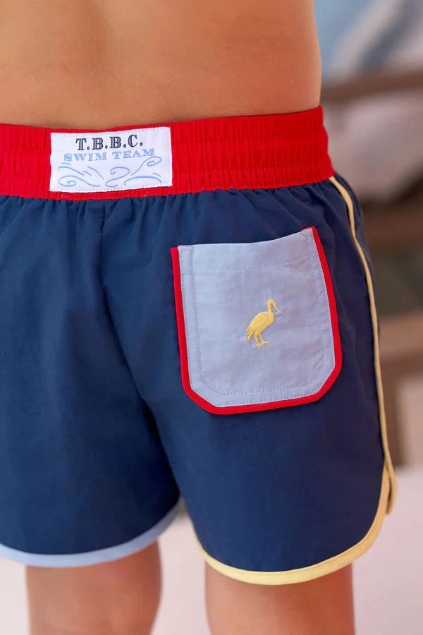 Tanner Trunks - Nantucket Navy/Richmond Red Boy Bathing Suit Beaufort Bonnet 