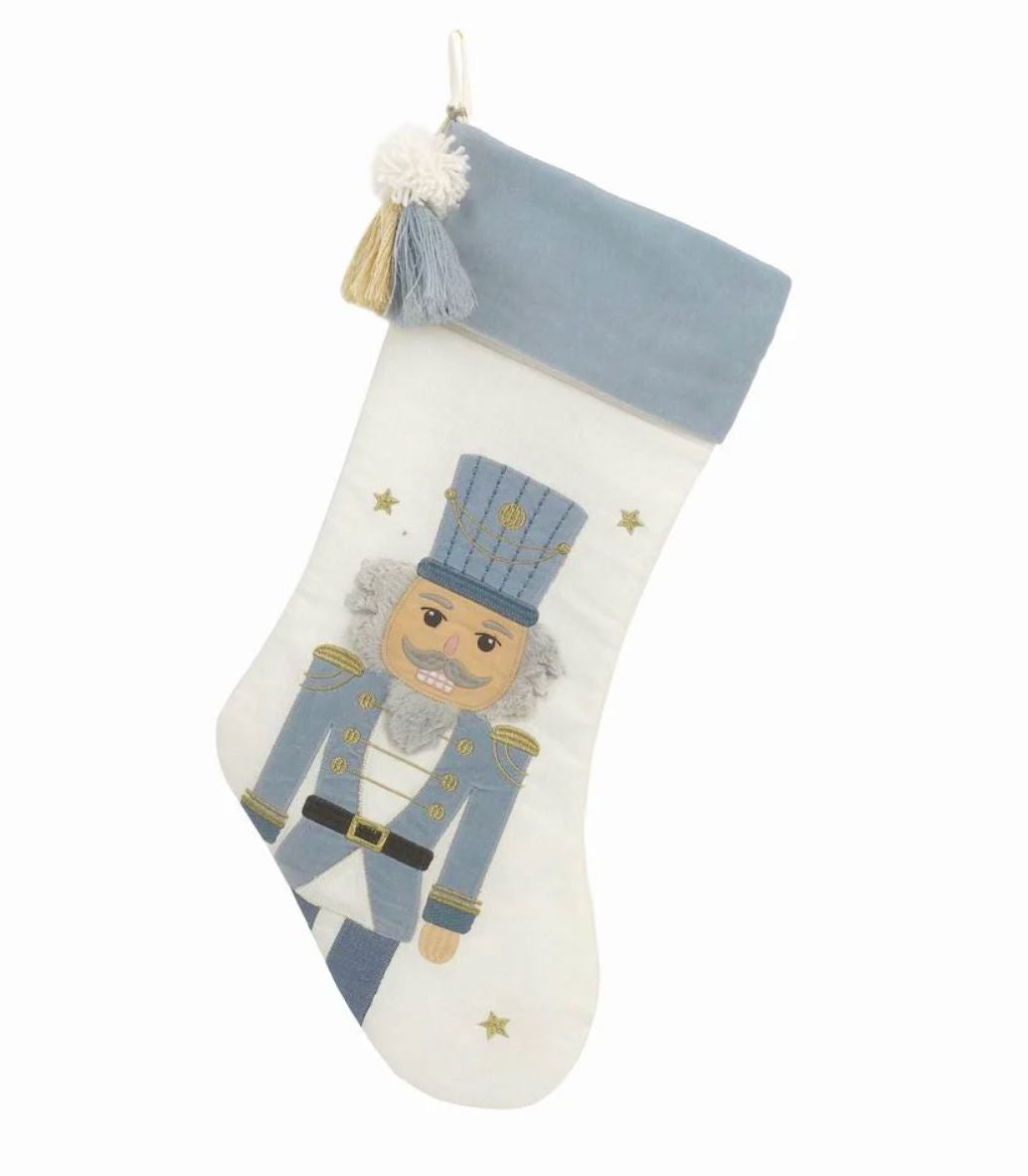 Tassled Nutcracker Stocking - Winter Blue Christmas Stocking Mon Ami 