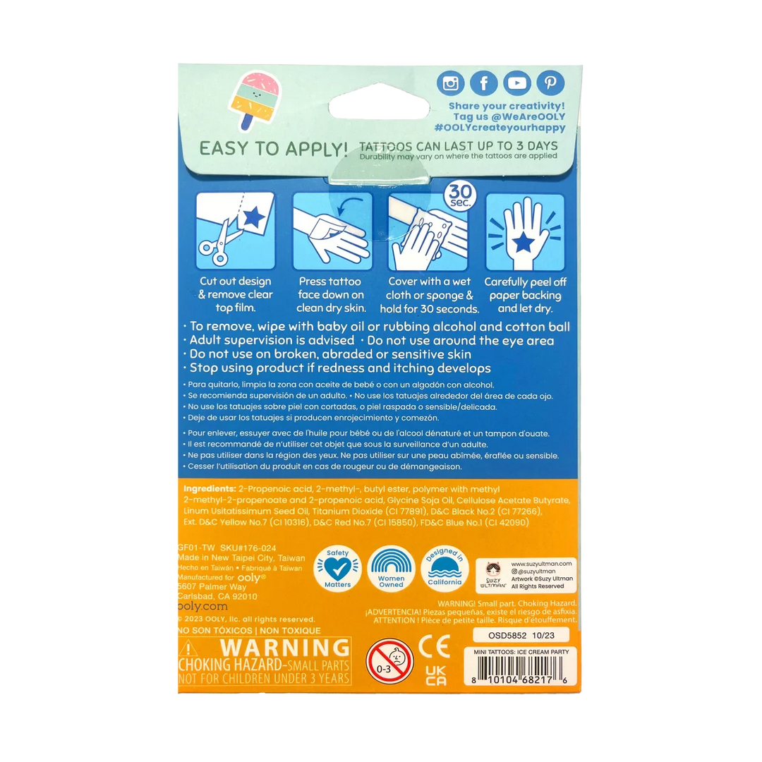 Tattoo Palooza Mini Temporary Tattoos - Ice Cream Party Tattoos Ooly 