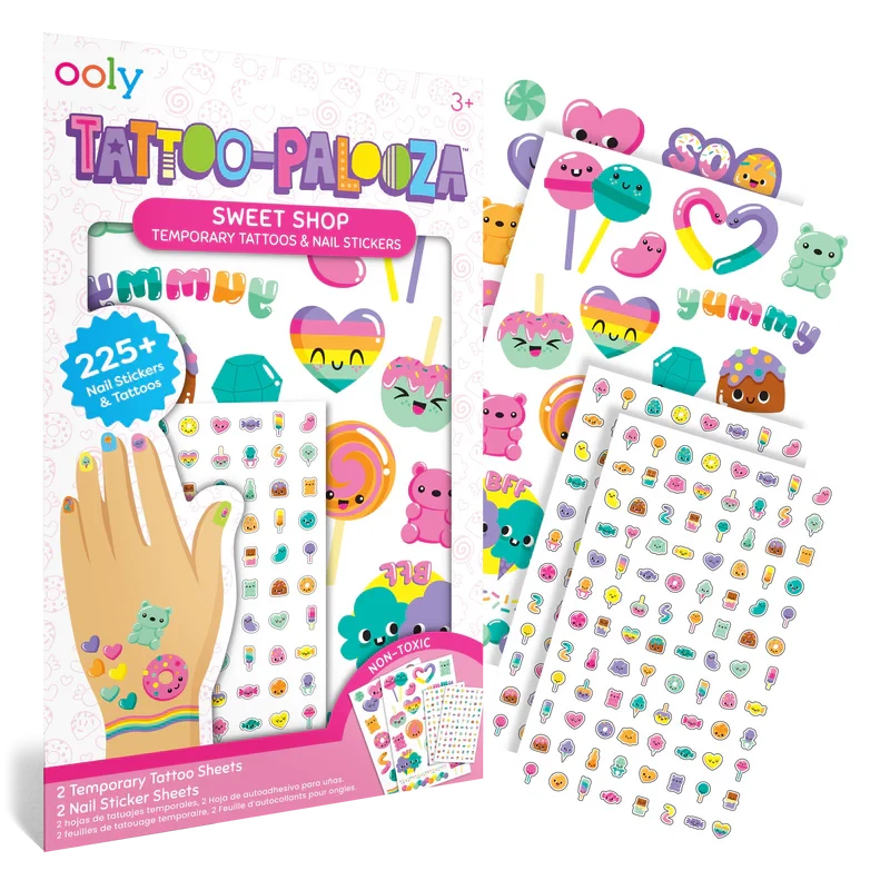 Tattoo-Palooza Temporary Tattoos & Nail Stickers - Sweet Shop Tattoos Ooly 