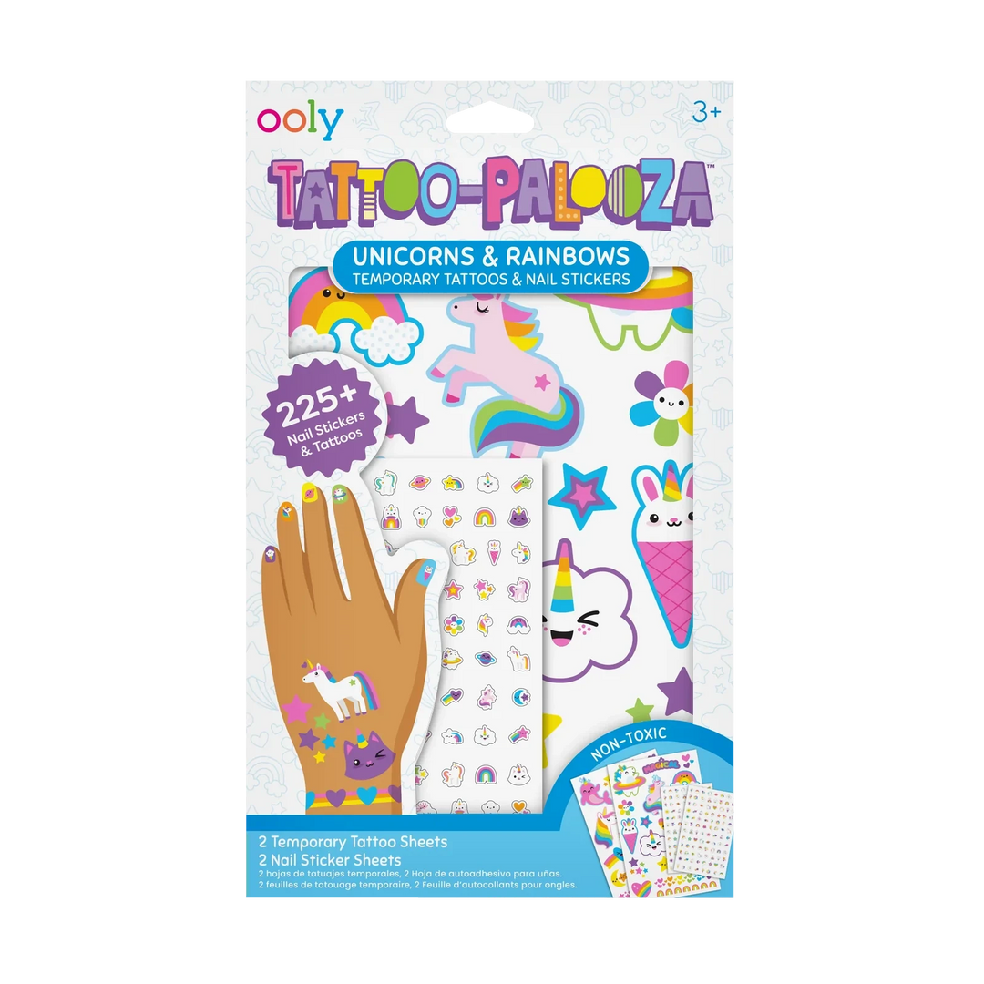 Tattoo-Palooza Temporary Tattoos & Nail Stickers - Unicorns & Rainbows Tattoos Ooly 