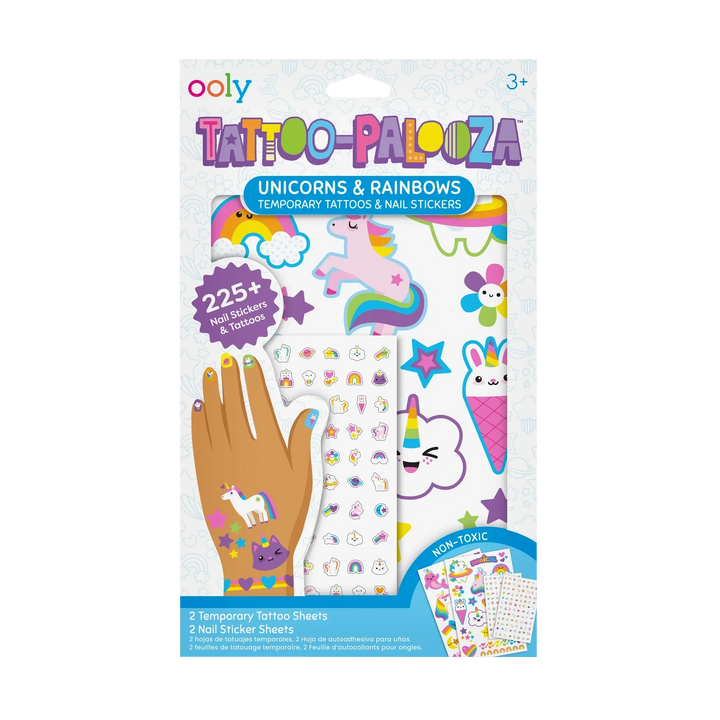Tattoo-Palooza Temporary Tattoos & Nail Stickers - Unicorns & Rainbows Tattoos Ooly 