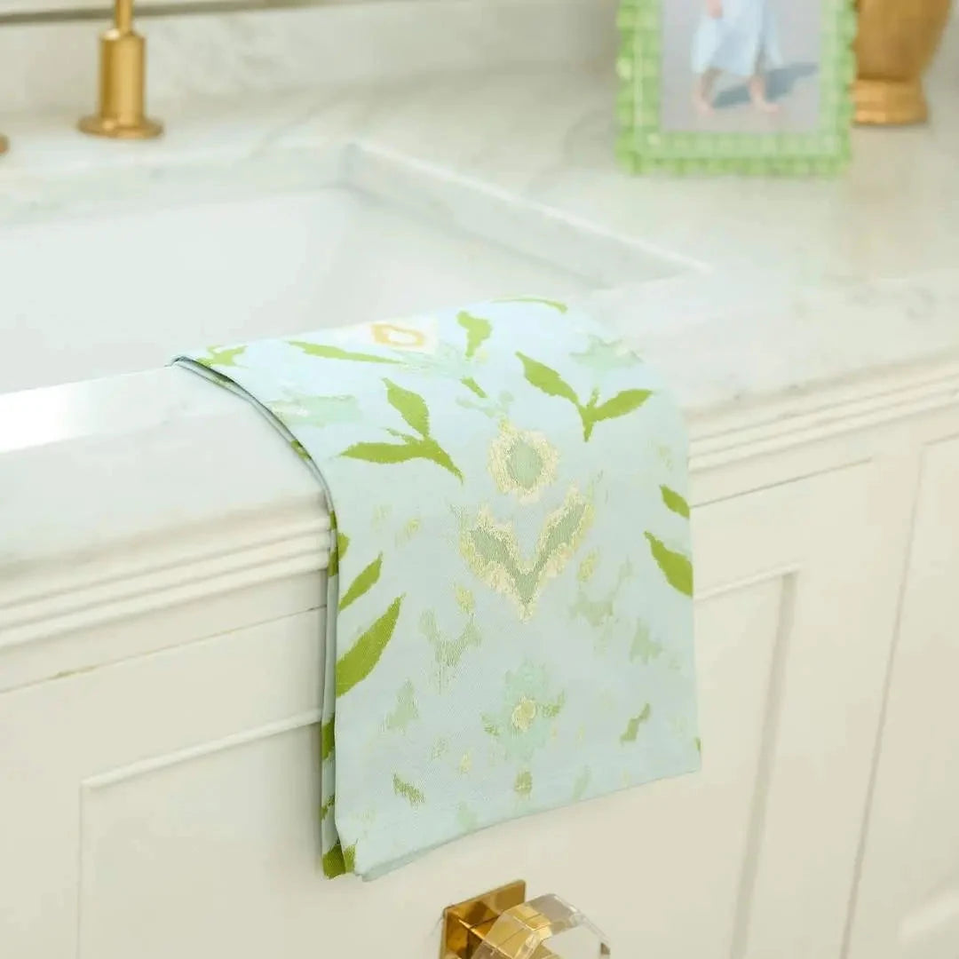 Tea Towel - Petal Garden Aqua Guest Towels Laura Park Design 