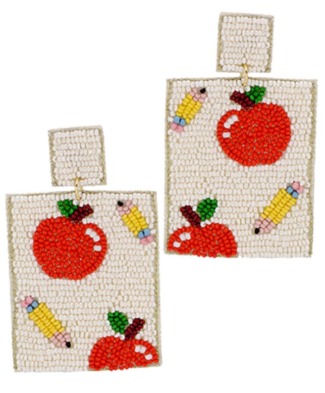 Teacher's Day Rectangle Earrings Womens Earrings Golden Stella 