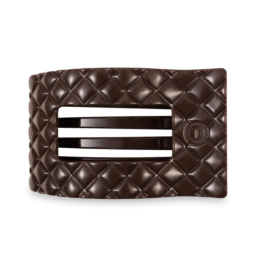 Teleties Flat Rectangle Hair Clips - Large Womens Hair Accessory Teleties Truly Taupe Quilted 