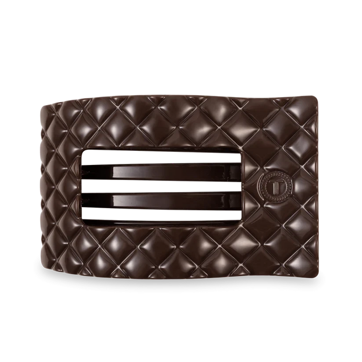 Teleties Flat Rectangle Hair Clips - Large Womens Hair Accessory Teleties Truly Taupe Quilted 
