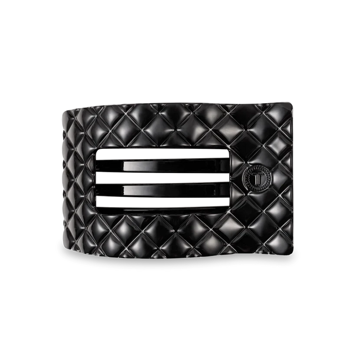 Teleties Flat Rectangle Hair Clips - Medium Womens Hair Accessory Teleties Jet Black Quilted 