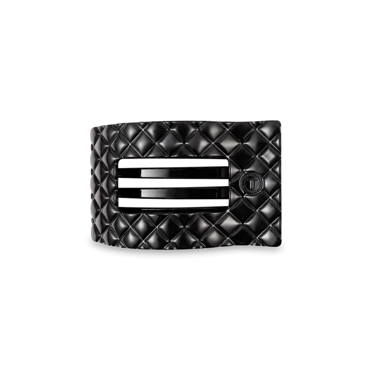 Teleties Flat Rectangle Hair Clips - Small Womens Hair Accessory Teleties Jet Black Quilted 