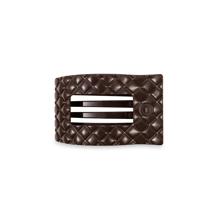 Teleties Flat Rectangle Hair Clips - Small Womens Hair Accessory Teleties Truly Taupe Quilted 
