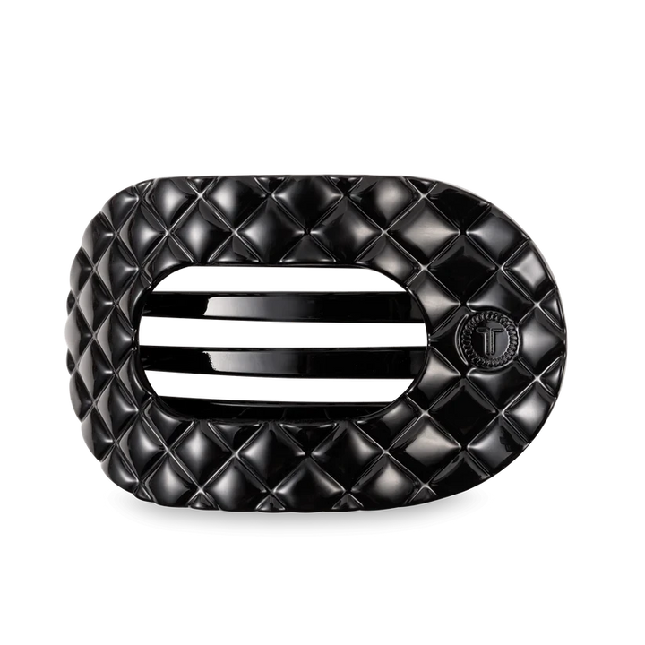 Teleties Flat Round Hair Clips - Large Womens Hair Accessory Teleties Jet Black Quilted 
