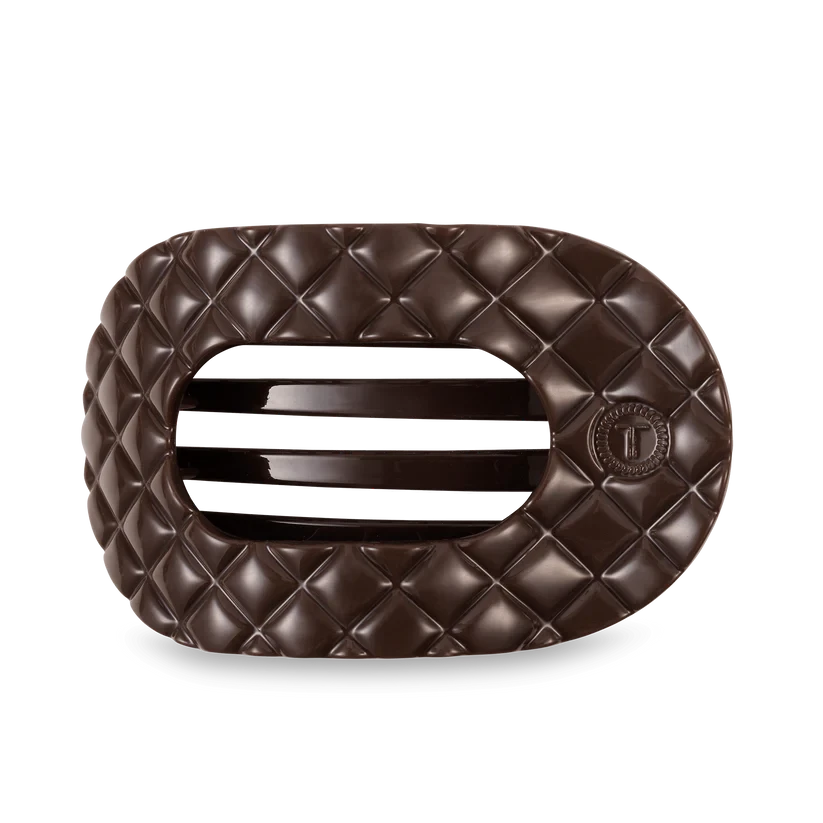 Teleties Flat Round Hair Clips - Large Womens Hair Accessory Teleties Truly Taupe Quilted 