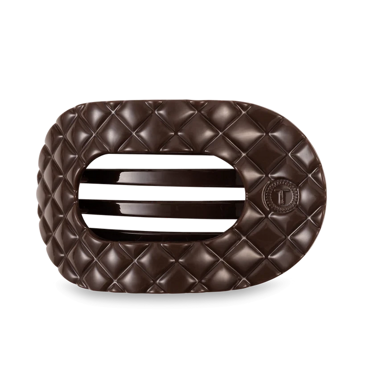 Teleties Flat Round Hair Clips - Large Womens Hair Accessory Teleties Truly Taupe Quilted 