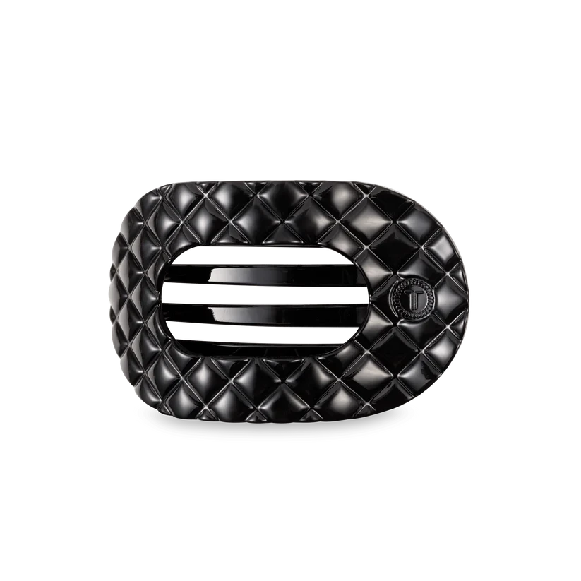 Teleties Flat Round Hair Clips - Medium Womens Hair Accessory Teleties Jet Black Quilted 
