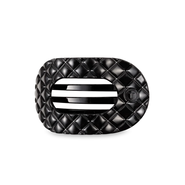 Teleties Flat Round Hair Clips - Medium Womens Hair Accessory Teleties Jet Black Quilted 