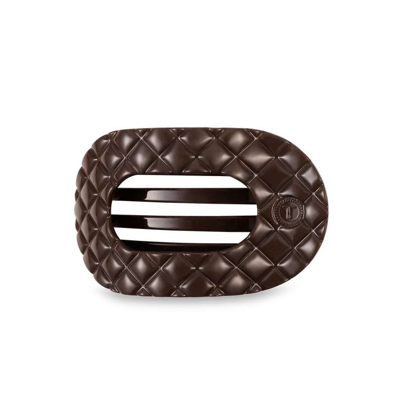Teleties Flat Round Hair Clips - Medium Womens Hair Accessory Teleties Truly Taupe Quilted 