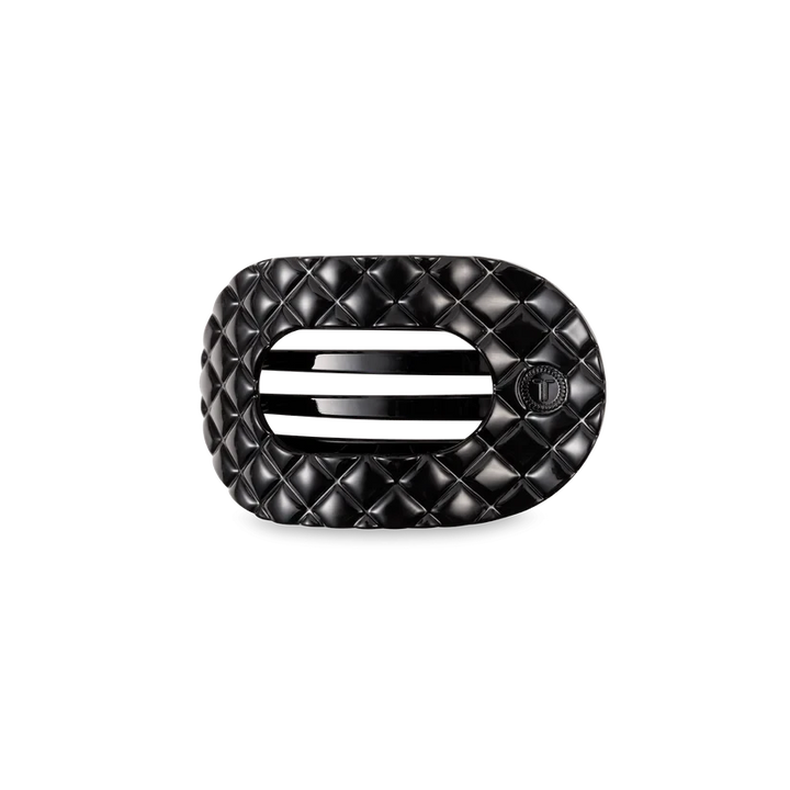 Teleties Flat Round Hair Clips - Small Womens Hair Accessory Teleties Jet Black Quilted 