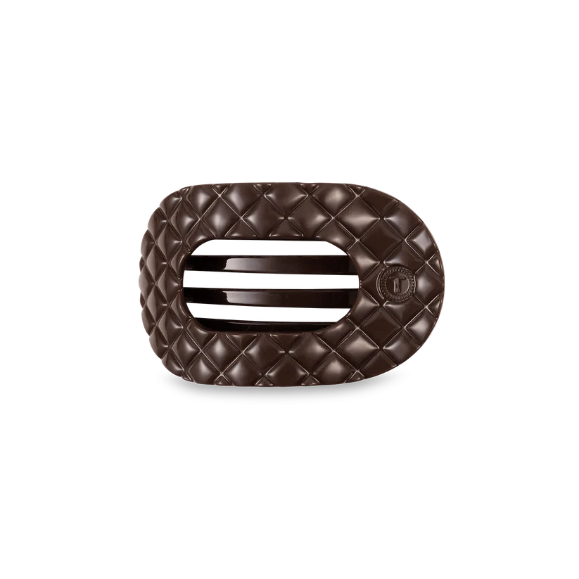 Teleties Flat Round Hair Clips - Small Womens Hair Accessory Teleties Truly Taupe Quilted 