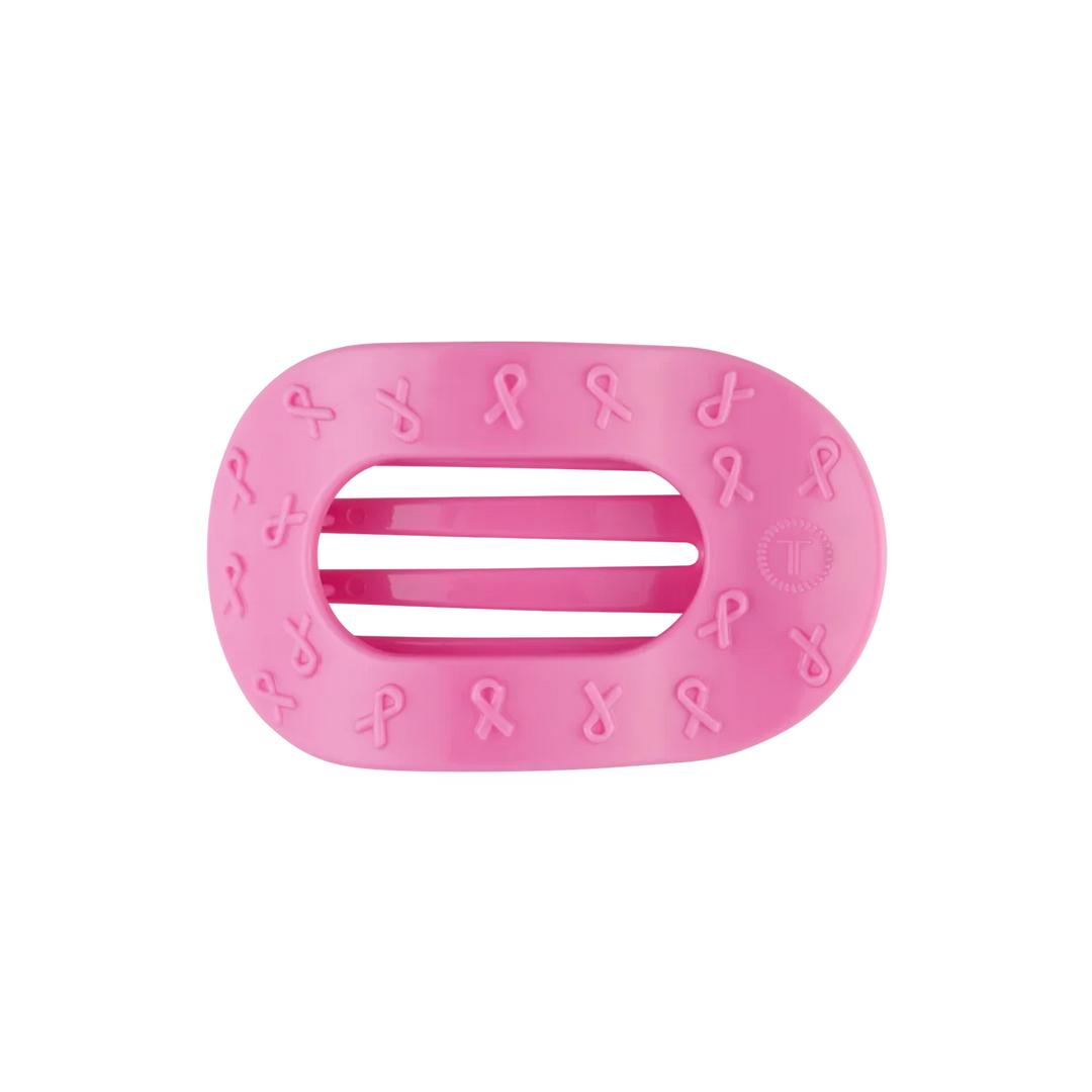 Teleties Medium Flat Round Clips - Pink Ribbon Womens Hair Accessory Teleties 
