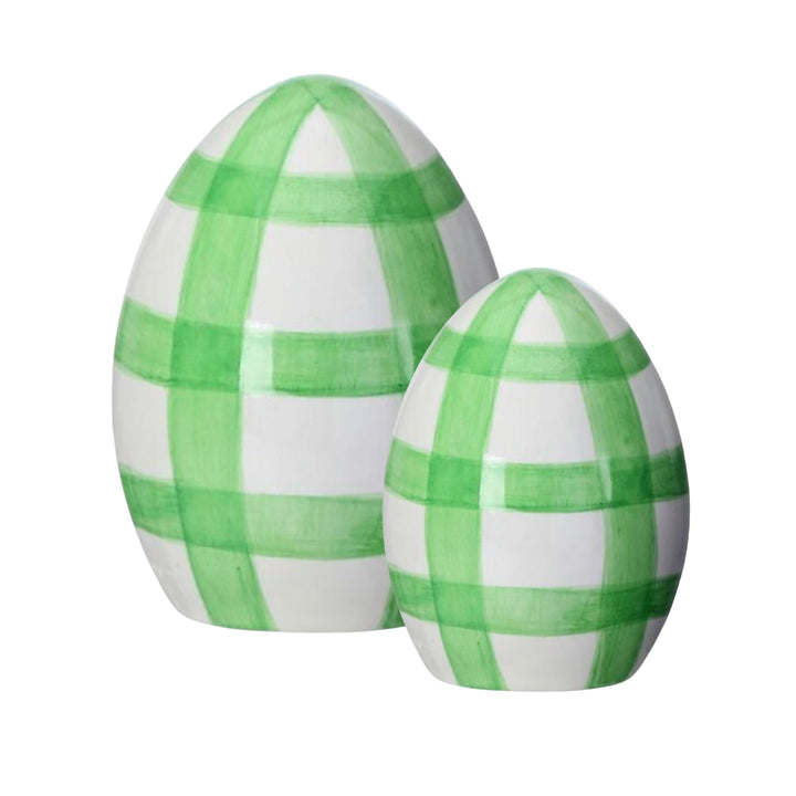 Terracotta Check Egg - Green Easter Decorations Regency International 