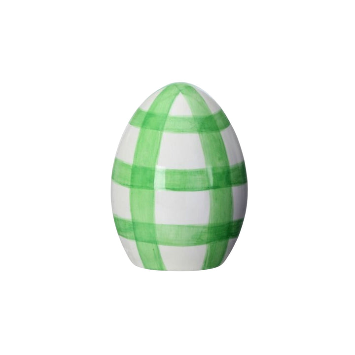 Terracotta Check Egg - Green Easter Decorations Regency International 5" 