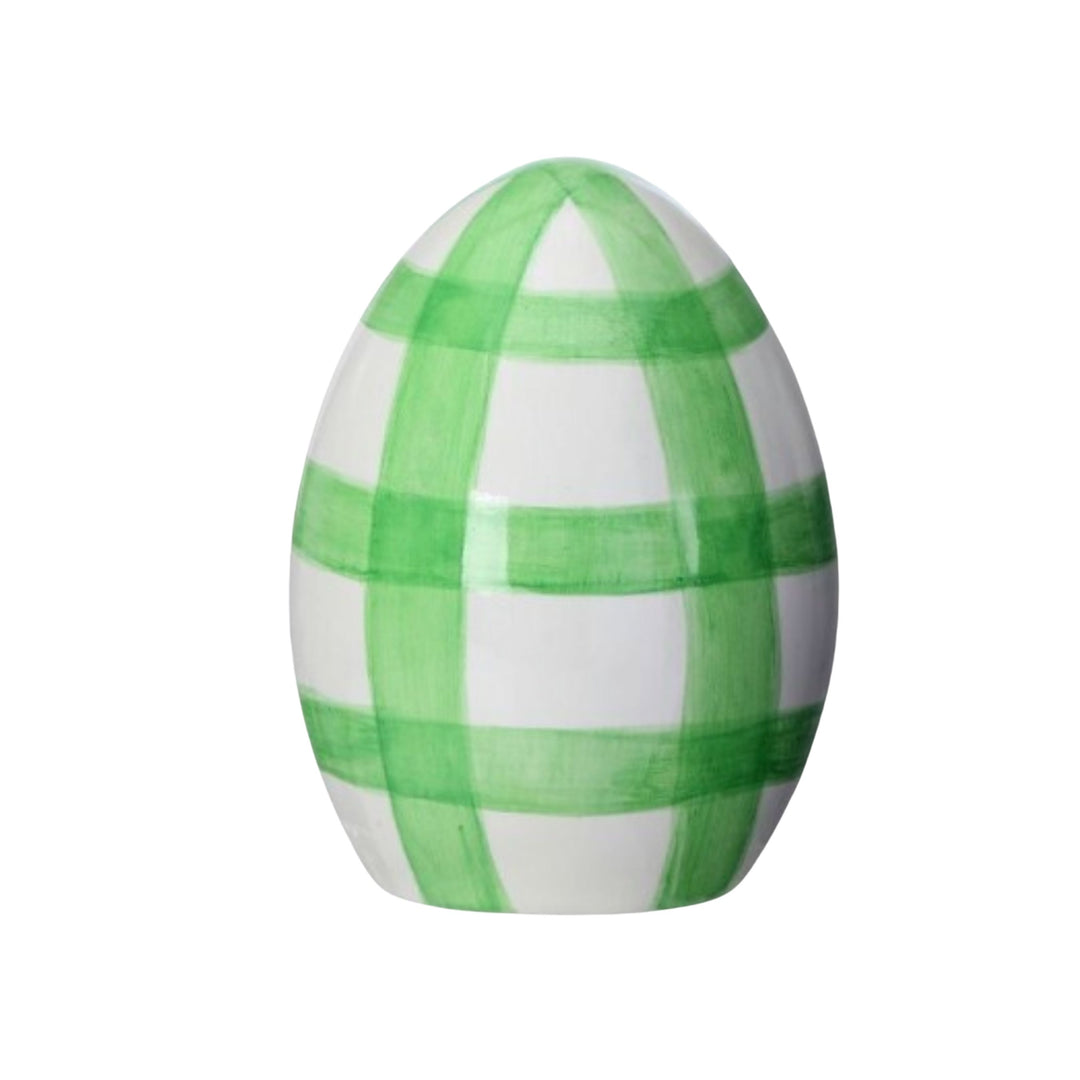 Terracotta Check Egg - Green Easter Decorations Regency International 6.5" 
