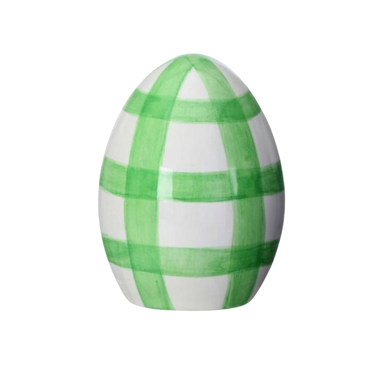 Terracotta Check Egg - Green Easter Decorations Regency International 6.5" 