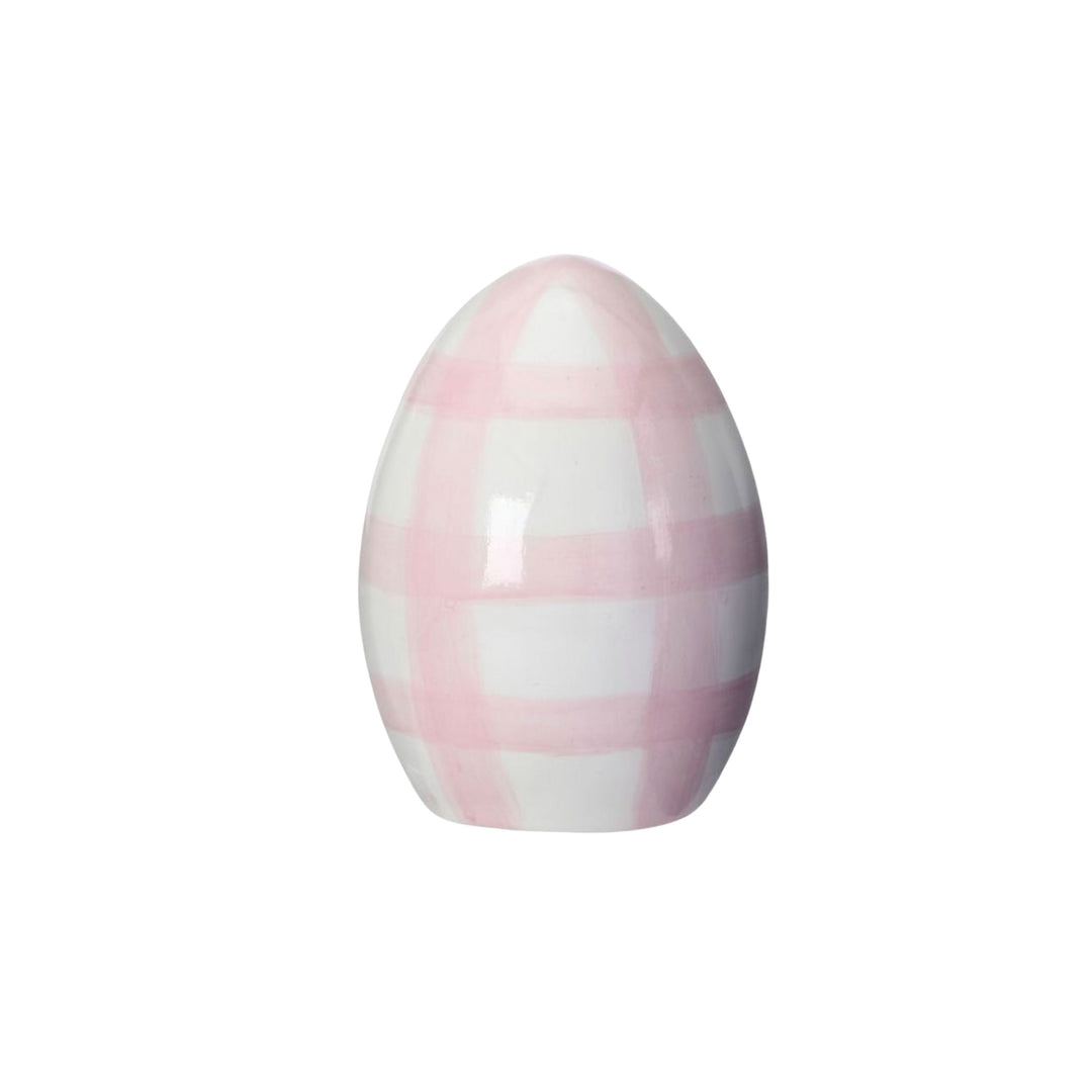 Terracotta Check Egg - Pink Easter Decorations Regency International 5" 