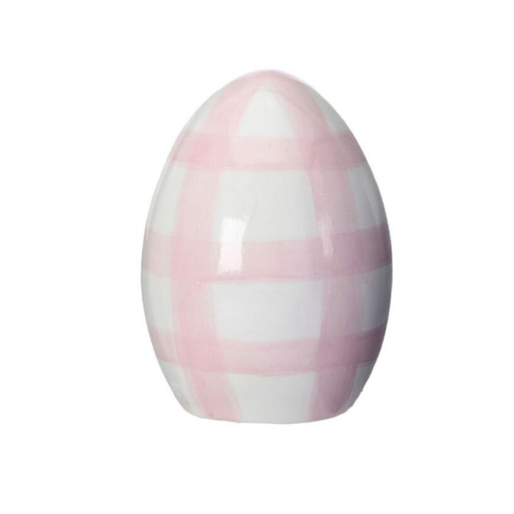 Terracotta Check Egg - Pink Easter Decorations Regency International 6.5" 