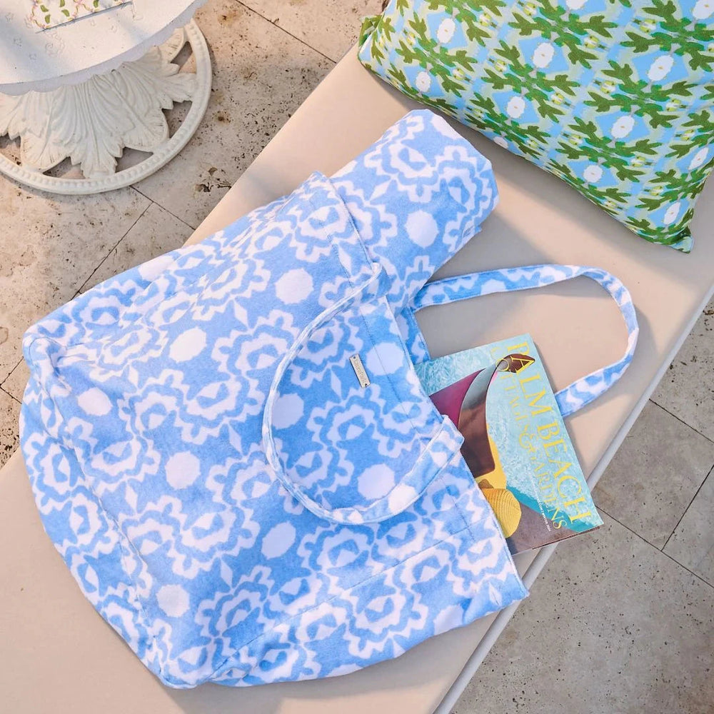 Terry Beach Tote - Aspen Chambray Beach Bag Laura Park Design 