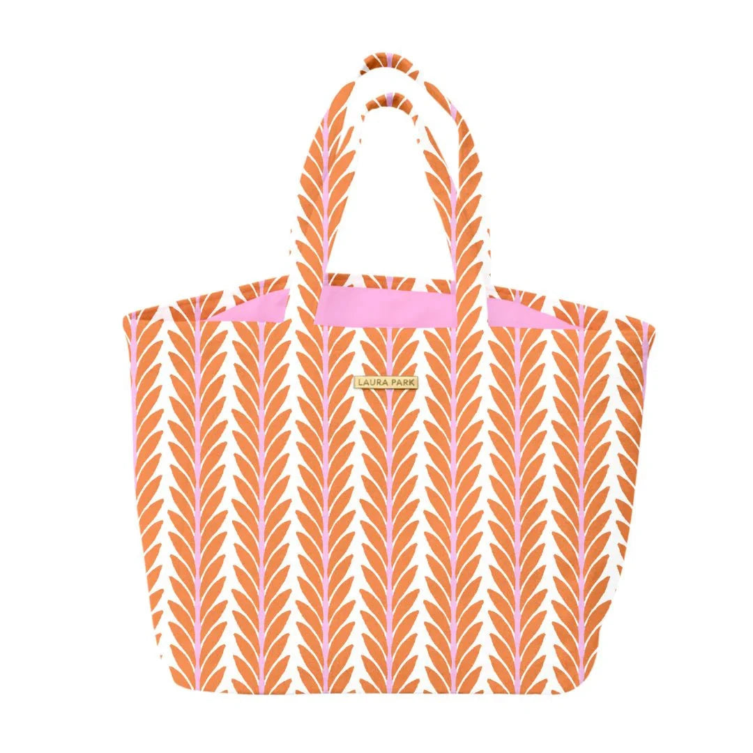 Terry Beach Tote - Frond Orange Beach Bag Laura Park Design 