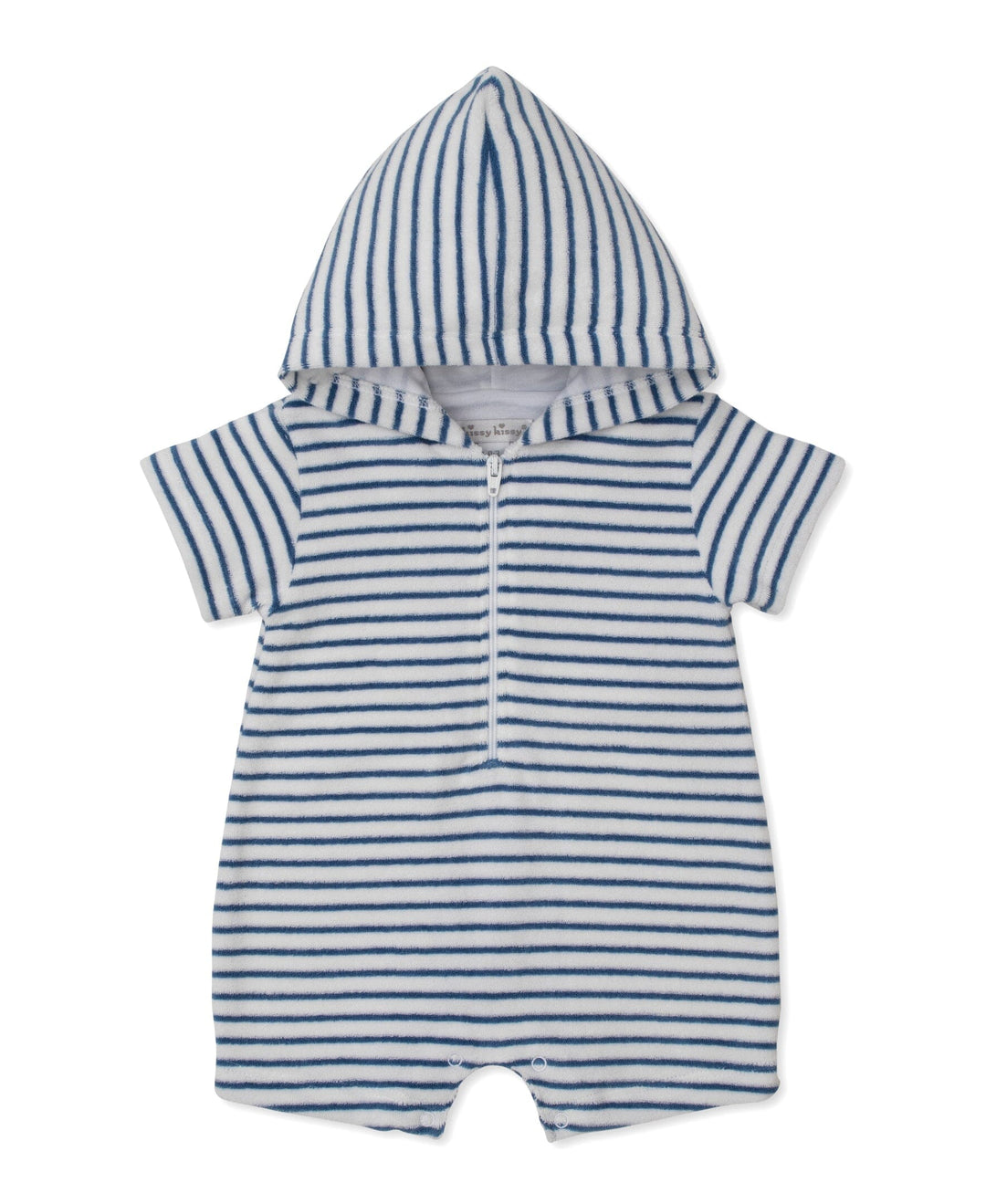 Terry Cloth Blue Striped Hooded Romper Boy Romper Kissy Kissy 