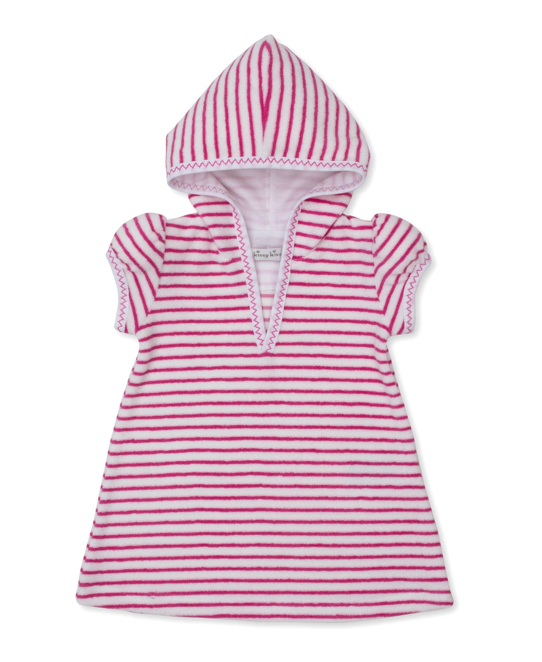 Terry Cloth Hooded Dress - Fuchsia Striped Girl Dress Kissy Kissy 