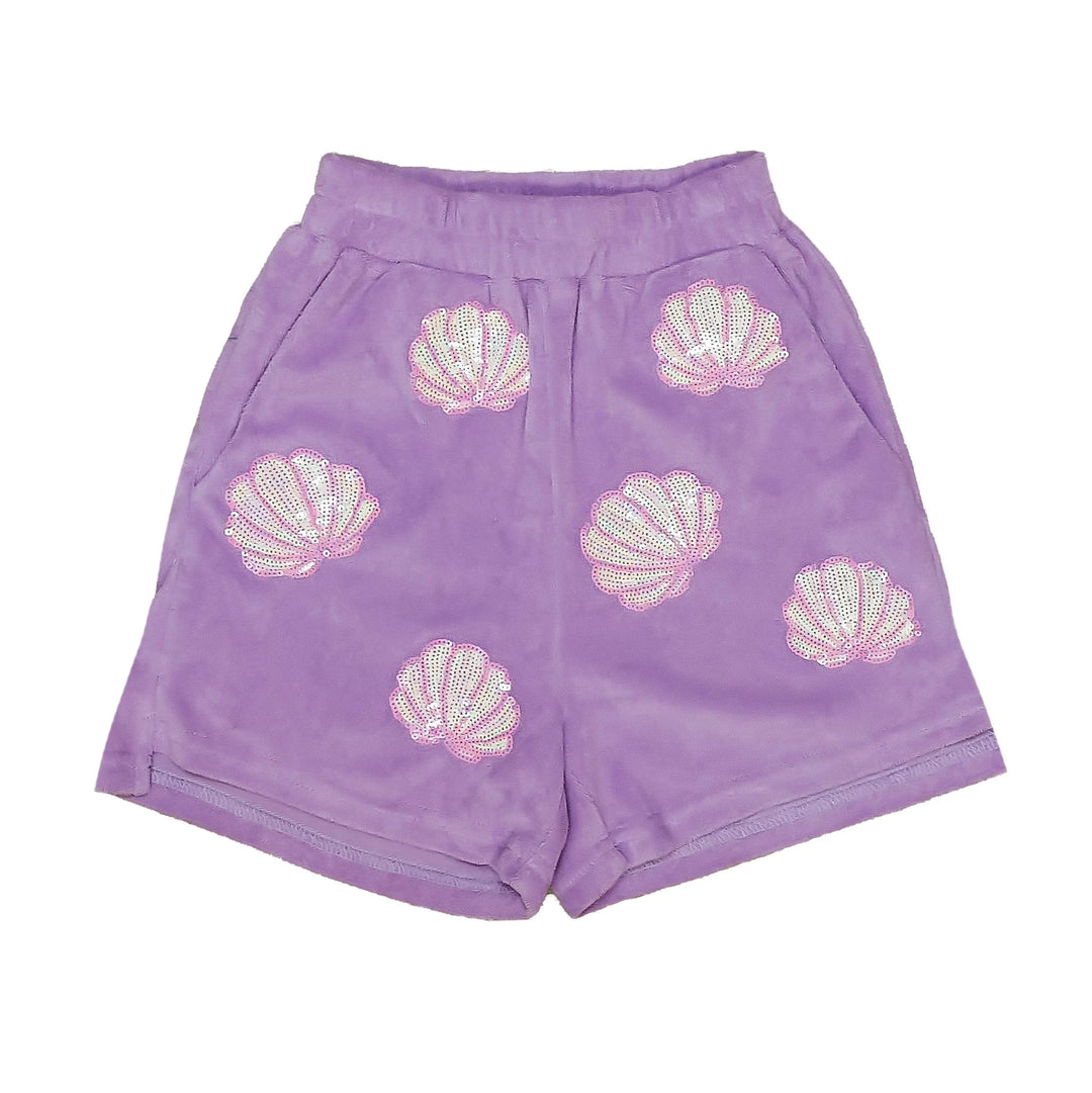 Terry Cloth Seashell Shorts - Lavender Girl Shorts Belle Cher 