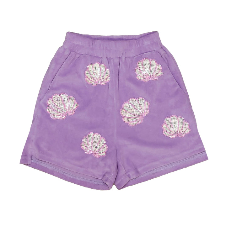 Terry Cloth Seashell Shorts - Lavender Girl Shorts Belle Cher 