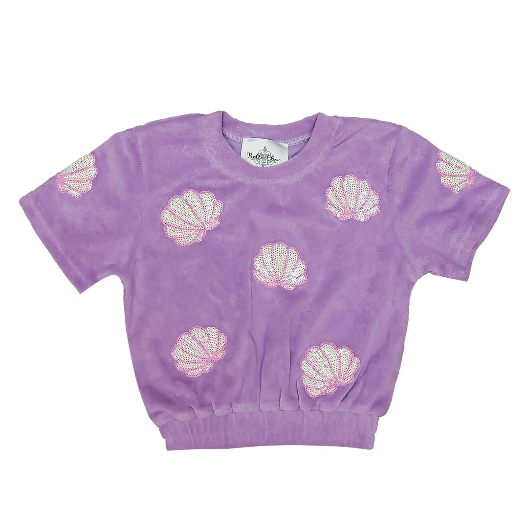 Terry Cloth Seashell Top - Lavendar Girl Shirt Belle Cher 