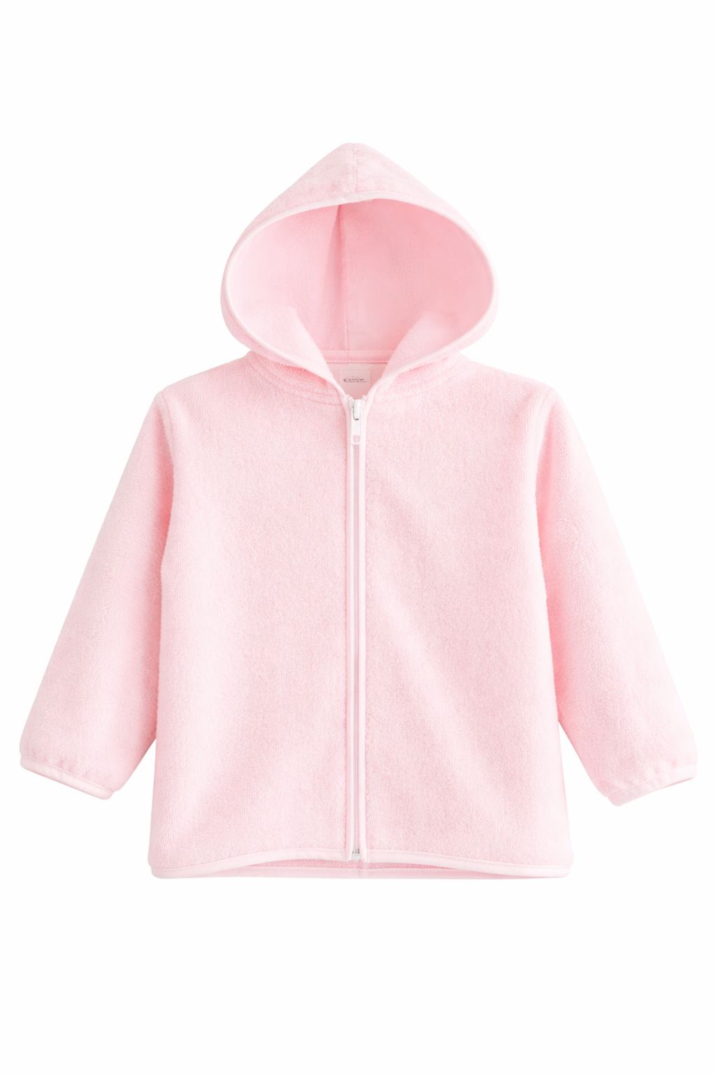 Terry Cloth Zip Hooded Jacket - Pink Girl Jacket Terry Tots 