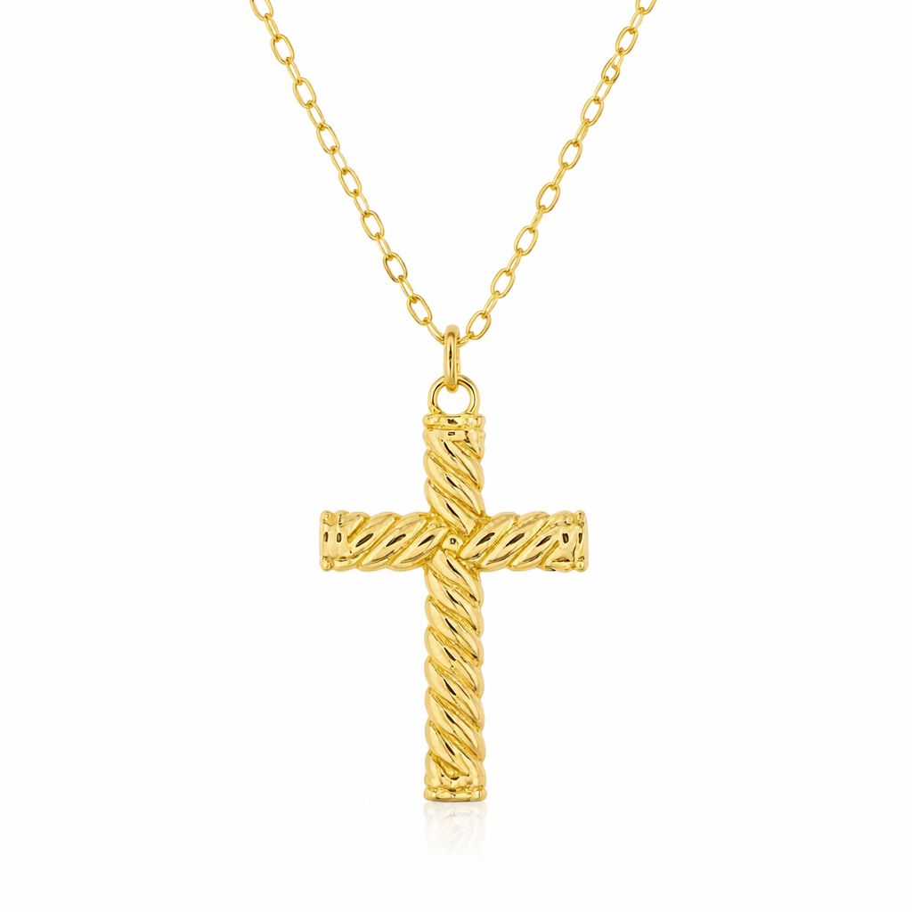 Textured Cross Brass Necklace Womens Necklace Golden Stella 