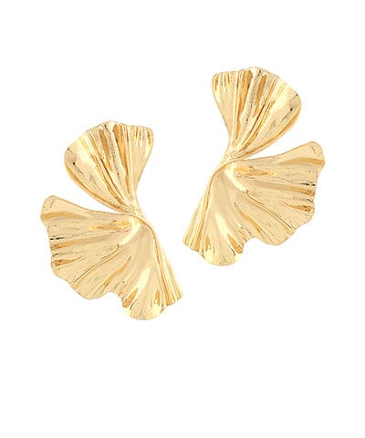 Textured Ginkgo Leaf Earrings Womens Earrings Golden Stella 