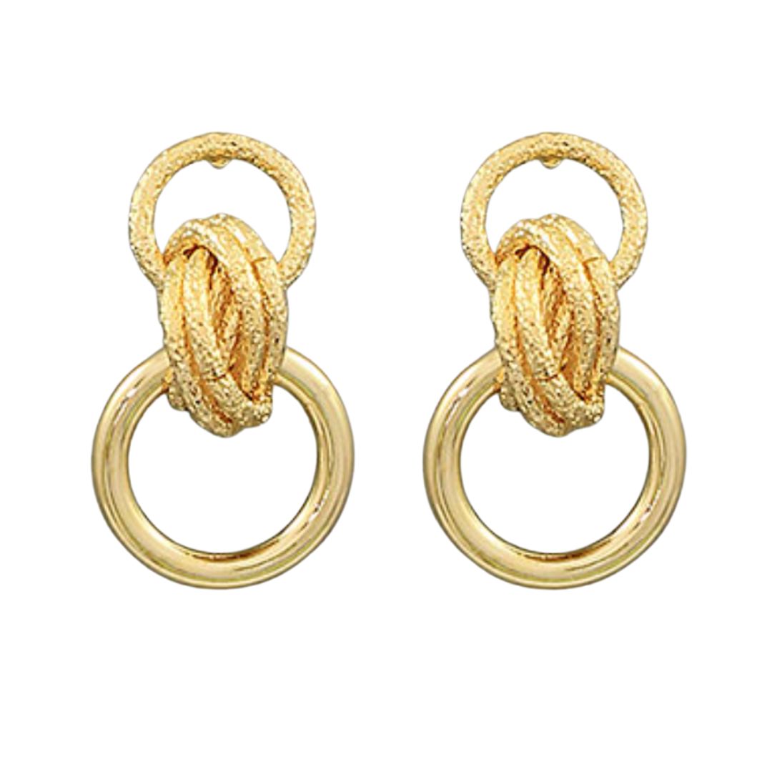 Textured Knot & Circle Link Earrings Womens Earrings Golden Stella 