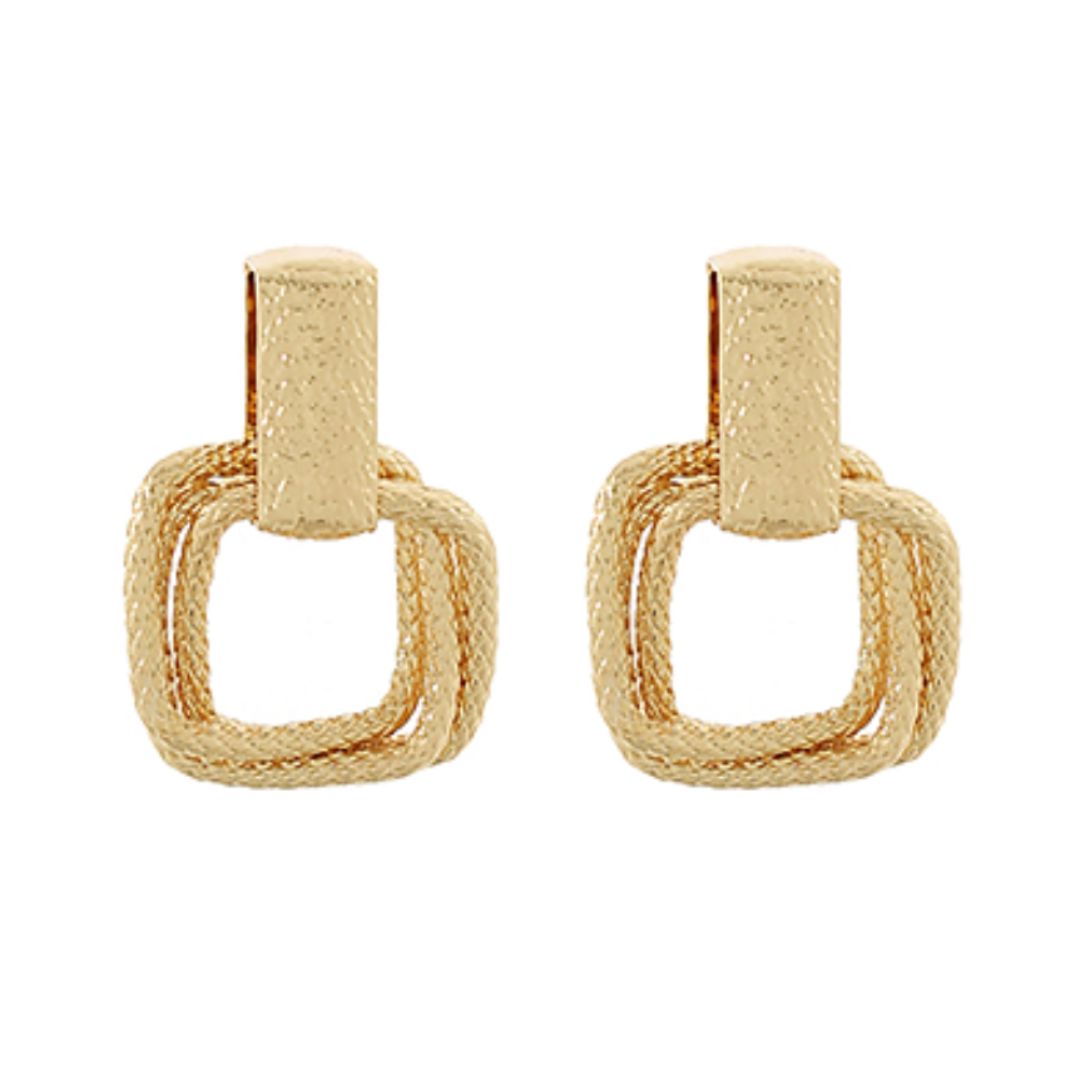 Textured Square Earrings Womens Earrings Golden Stella 