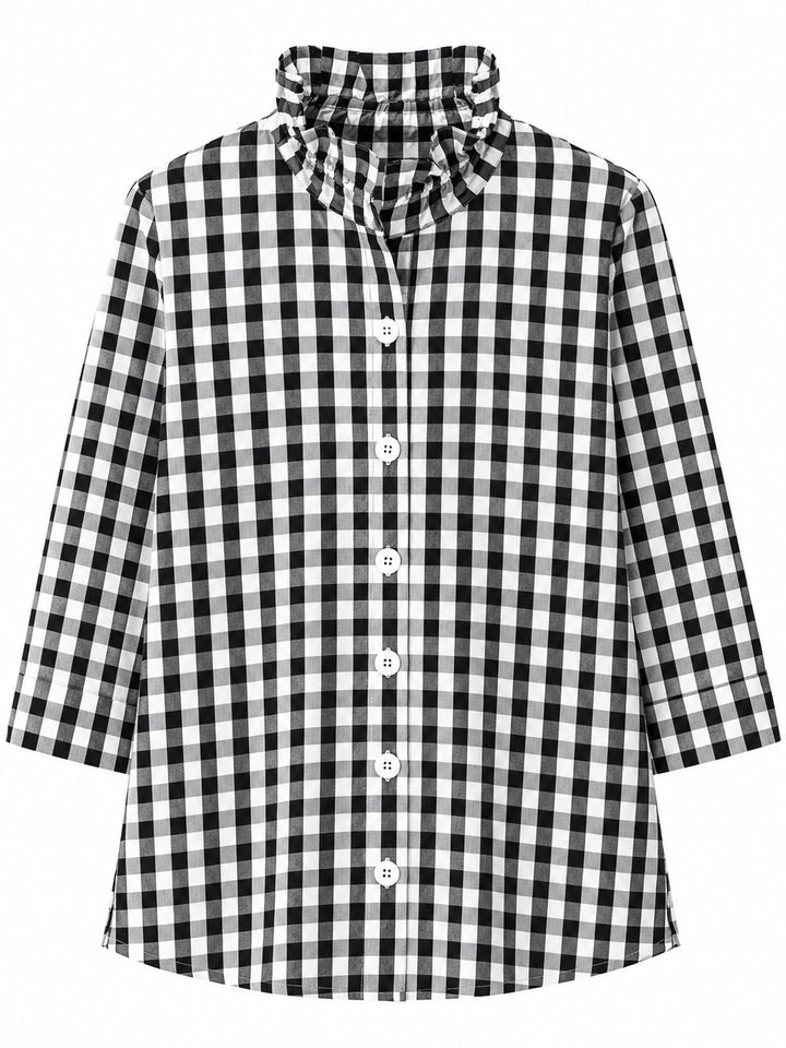 The Beach House Blouse - Black Check Womens Shirt Diane Bailey 