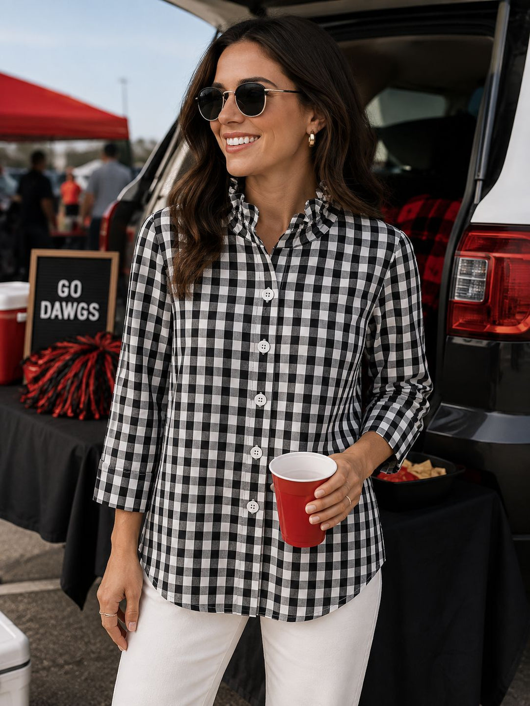 The Beach House Blouse - Black Check Womens Shirt Diane Bailey 