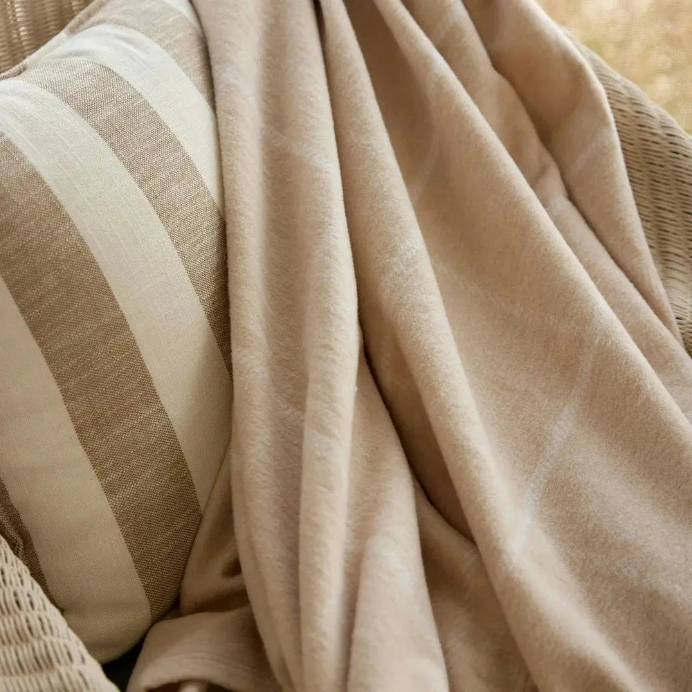 The Lightweight Blanket in Beige Windowpane Blanket ChappyWrap 
