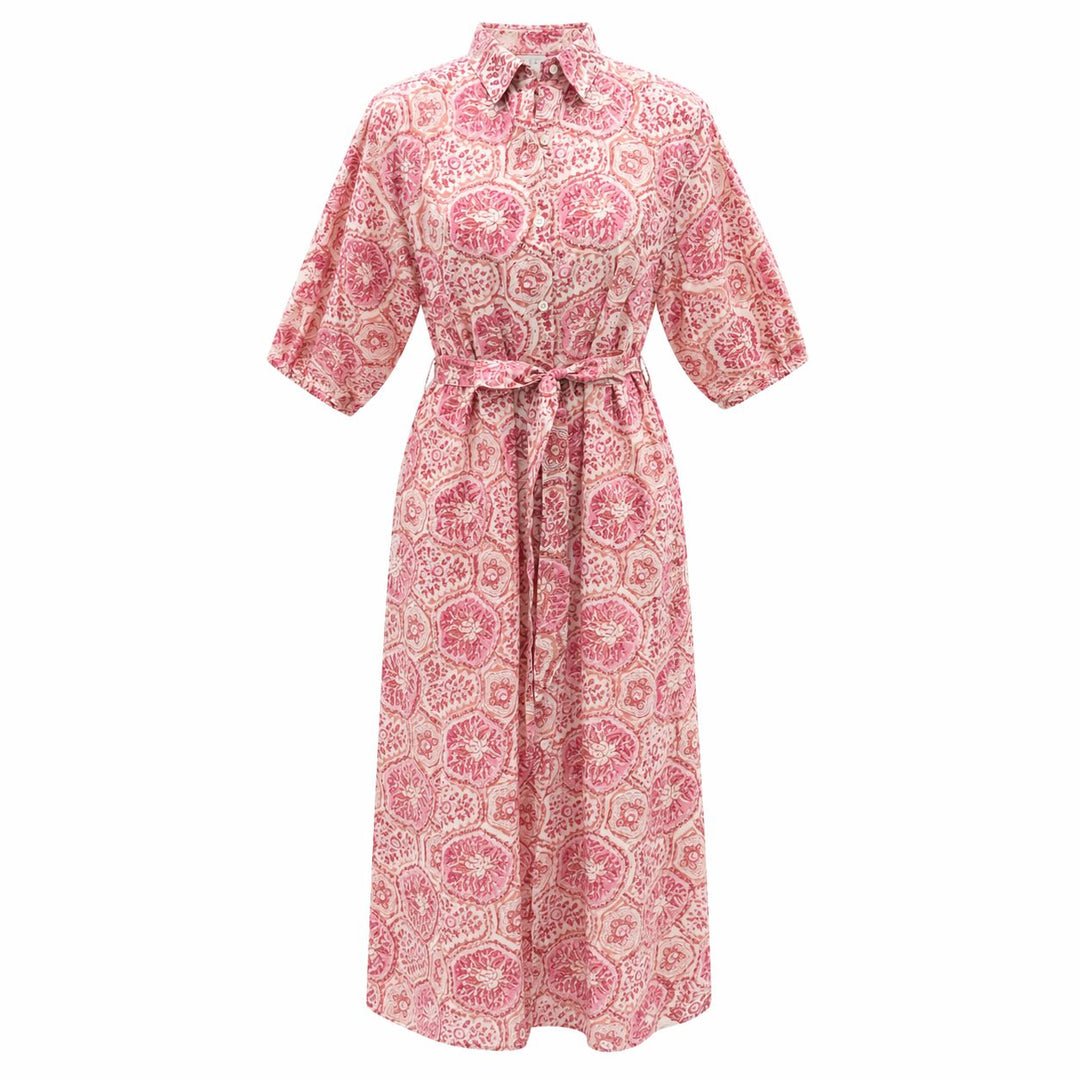 The Lowcountry Midi Dress - Garden Medallion Womens Dress Hibiscus Linens 
